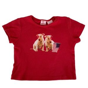 VTG Target T-Shirt Girl 2T Red Target Dog Bullseye Short Sleeve Patriotic Flag